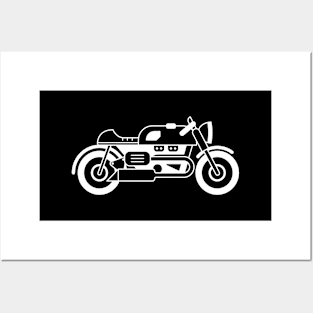 Illustration of stylized black and white motorcycle Posters and Art